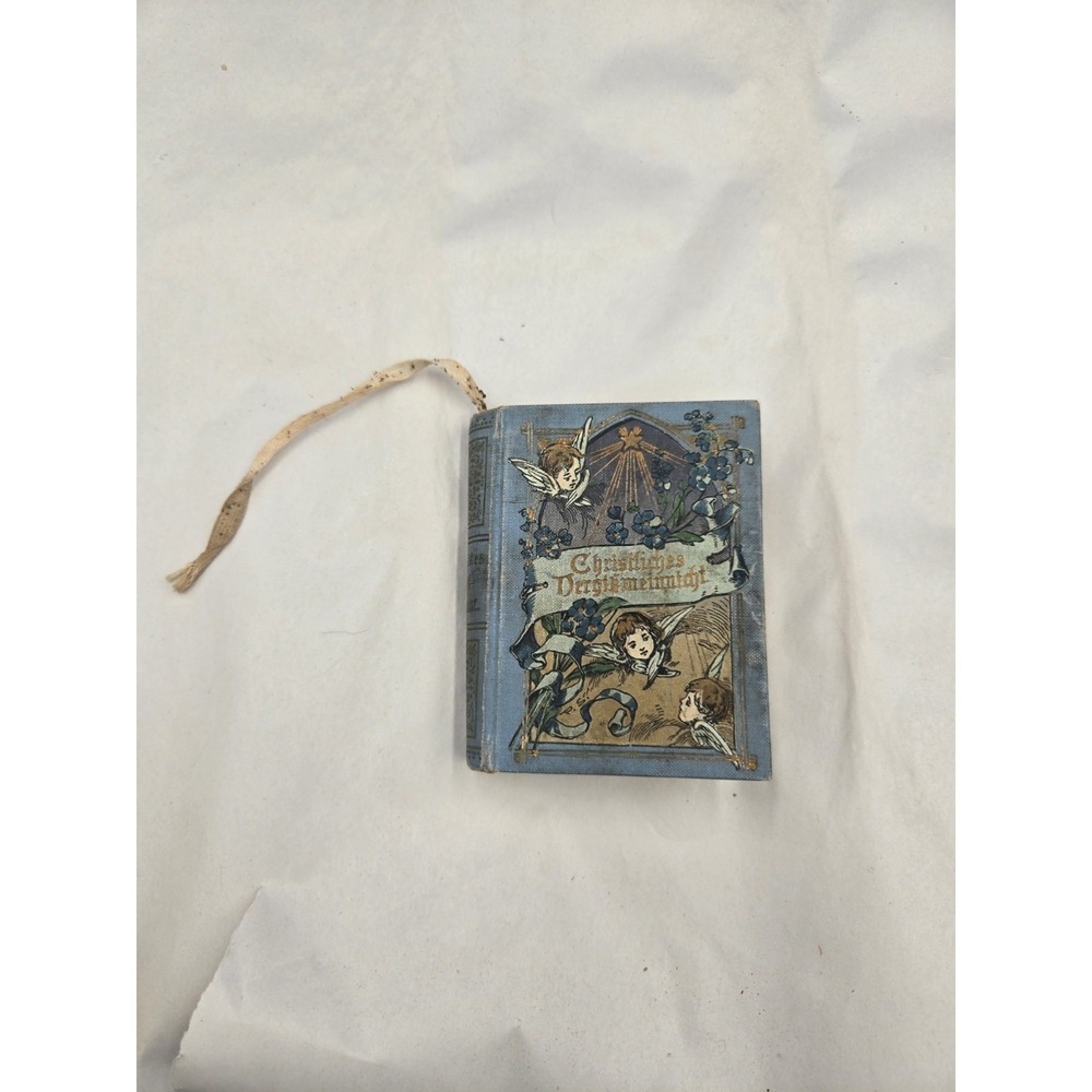 Rare Antique Pocket German Language Devotional Prayer book Gold Forget Me Not
